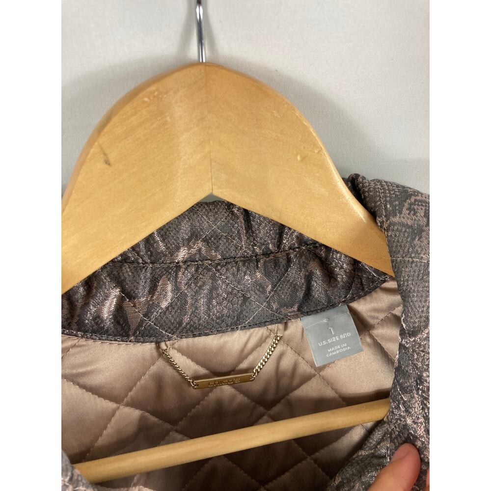 Chicos Python Print Quilted Button Up Jacket Size… - image 6